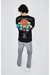 Erkek Baskılı T-shirt Kısa Kol Bisiklet Yaka Regular Fit Rahat Kalıp Günlük Tişört - Siyah