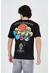 Erkek Baskılı T-shirt Kısa Kol Bisiklet Yaka Regular Fit Rahat Kalıp Günlük Tişört - Siyah
