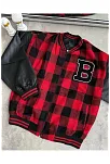 Erkek Pötikare Desen Nakışlı Kolej Ceket - Kırmızı