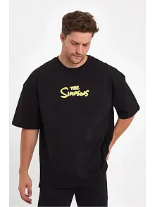 Erkek Baskılı T-shirt Kısa Kol Bisiklet Yaka Regular Fit Rahat Kalıp Günlük Tişört - Siyah