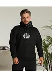 Erkek 3 İplik Pamuklu Kapüşonlu Baskılı Cepli Oversize Sweatshirt Hoodie - Siyah