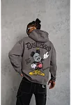 Erkek 3 İplik Pamuklu Kapüşonlu Kanguru Cepli Sweatshirt Hoodie -  Gri