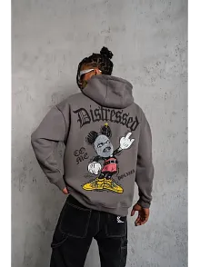 Erkek 3 İplik Pamuklu Kapüşonlu Kanguru Cepli Sweatshirt Hoodie -  Gri