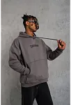 Erkek 3 İplik Pamuklu Kapüşonlu Kanguru Cepli Sweatshirt Hoodie -  Gri