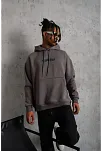 Erkek 3 İplik Pamuklu Kapüşonlu Kanguru Cepli Sweatshirt Hoodie -  Gri
