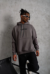 Erkek 3 İplik Pamuklu Kapüşonlu Kanguru Cepli Sweatshirt Hoodie -  Gri