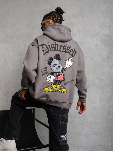 Erkek 3 İplik Pamuklu Kapüşonlu Kanguru Cepli Sweatshirt Hoodie -  Gri