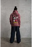 Erkek 3 İplik Pamuklu Kapüşonlu Kanguru Cepli Sweatshirt Hoodie - Gül Kurusu
