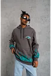 Erkek 3 İplik Pamuklu Alev Baskılı Kapüşonlu Hoodie Sweatshirt - Gri