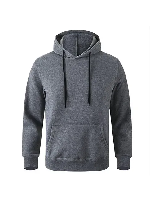 Erkek 3 İplik Pamuklu Kapüşonlu Cepli Oversize Hoodie Sweatshirt - Füme