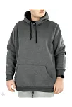 Erkek 3 İplik Pamuklu Kapüşonlu Cepli Oversize Hoodie Sweatshirt - Füme