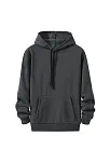 Kadın Kapüşonlu Kanguru Cepli 3 İplik Pamuklu Oversize Hoodie Sweatshirt - Füme