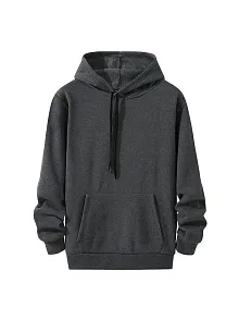 Kadın Kapüşonlu Kanguru Cepli 3 İplik Pamuklu Oversize Hoodie Sweatshirt - Füme