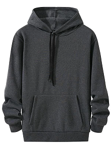 Kadın Kapüşonlu Kanguru Cepli 3 İplik Pamuklu Oversize Hoodie Sweatshirt - Füme