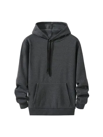 Kadın Kapüşonlu Kanguru Cepli 3 İplik Pamuklu Oversize Hoodie Sweatshirt - Füme