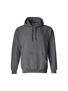 Erkek 3 İplik Pamuklu Kapüşonlu Cepli Oversize Hoodie Sweatshirt - Füme