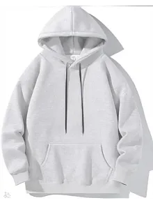 Kadın Kapüşonlu Kanguru Cepli 3 İplik Pamuklu Oversize Hoodie Sweatshirt -  Gri