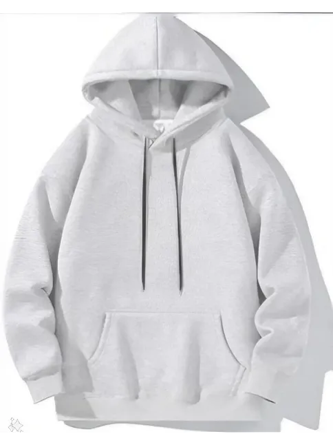 Kadın Kapüşonlu Kanguru Cepli 3 İplik Pamuklu Oversize Hoodie Sweatshirt -  Gri