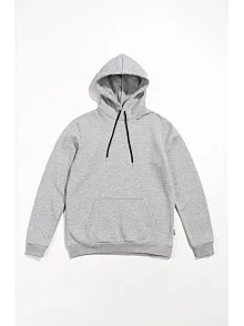 Kadın Kapüşonlu Kanguru Cepli 3 İplik Pamuklu Oversize Hoodie Sweatshirt -  Gri