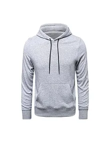 Erkek 3 İplik Pamuklu Kapüşonlu Cepli Oversize Hoodie Sweatshirt - Gri