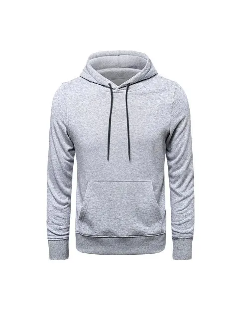Erkek 3 İplik Pamuklu Kapüşonlu Cepli Oversize Hoodie Sweatshirt - Gri