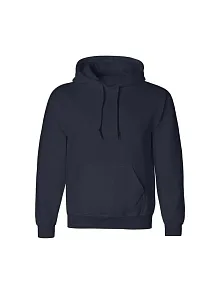 Erkek 3 İplik Pamuklu Kapüşonlu Cepli Oversize Hoodie Sweatshirt - Lacivert