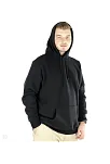 Erkek 3 İplik Pamuklu Kapüşonlu Cepli Oversize Hoodie Sweatshirt - Siyah