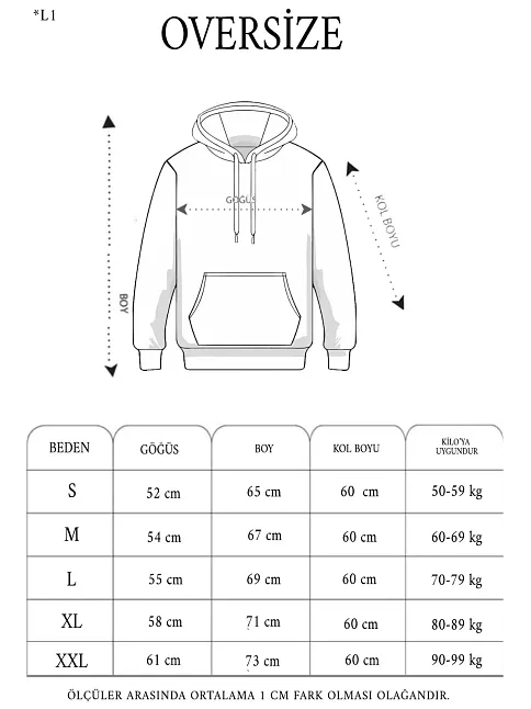 Erkek 3 İplik Pamuklu Kapüşonlu Cepli Oversize Hoodie Sweatshirt - Siyah