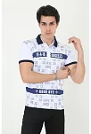 Erkek Polo Yaka Tişört Slim Fit Baskılı Kısa Kol T-shirt - Beyaz