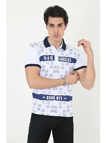 Erkek Polo Yaka Tişört Slim Fit Baskılı Kısa Kol T-shirt - Beyaz