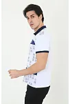 Erkek Polo Yaka Tişört Slim Fit Baskılı Kısa Kol T-shirt - Beyaz