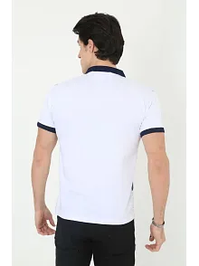 Erkek Polo Yaka Tişört Slim Fit Baskılı Kısa Kol T-shirt - Beyaz