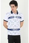 Erkek Polo Yaka Tişört Slim Fit Baskılı Kısa Kol T-shirt - Beyaz