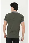 Erkek Polo Yaka Tişört Slim Fit Baskılı Kısa Kol T-shirt - Haki