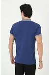 Erkek Polo Yaka Tişört Slim Fit Baskılı Kısa Kol T-shirt - Mavi