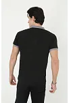 Erkek Polo Yaka Tişört Slim Fit Baskılı Kısa Kol T-shirt - Siyah