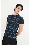 Erkek Polo Yaka Tişört Slim Fit Pike Çizgili  Kısa Kol T-shirt - Lacivert
