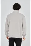 Erkek Yarım Fermuarlı Baskılı 3 İplik Pamuklu Sweatshirt - Boyalı Gri