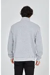 Erkek Yarım Fermuarlı Baskılı 3 İplik Pamuklu Sweatshirt - Gri