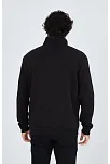 Erkek Yarım Fermuarlı Baskılı 3  İplik Pamuklu Sweatshirt - Siyah