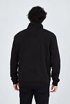 Erkek Yarım Fermuarlı Baskılı 3  İplik Pamuklu Sweatshirt - Siyah