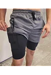 Erkek İç Cepli Sporcu Alt Taytlı Şort - Gri