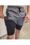 Erkek İç Cepli Sporcu Alt Taytlı Şort - Gri Erkek İç Cepli Sporcu Alt Taytlı Şort - Gri