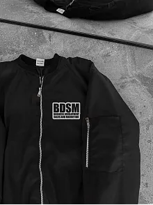 Erkek Baskılı Bomber Mont Fermuarlı Cepli Kapitone Astarlı  - Siyah