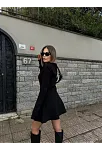 Kadın İkili Fermuarlı Hırkalı Etekli Takım - Siyah