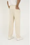 Erkek Jakar Kutu Desenli Baggy Eşofman Pantolon - Bej