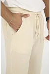 Erkek Jakar Kutu Desenli Baggy Eşofman Pantolon - Bej
