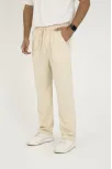 Erkek Jakar Kutu Desenli Baggy Eşofman Pantolon - Bej