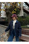 Kadın Jeans Detaylı Cıtcıtlı Ceket Mont - Lacivert