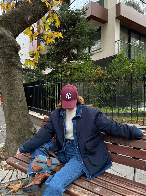 Kadın Jeans Detaylı Cıtcıtlı Ceket Mont - Lacivert